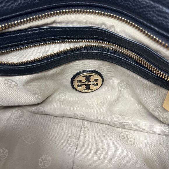 Tory Burch Amanda Mini Satchel Bag Black Pebbled Leather Crossbody - Picture 12 of 16